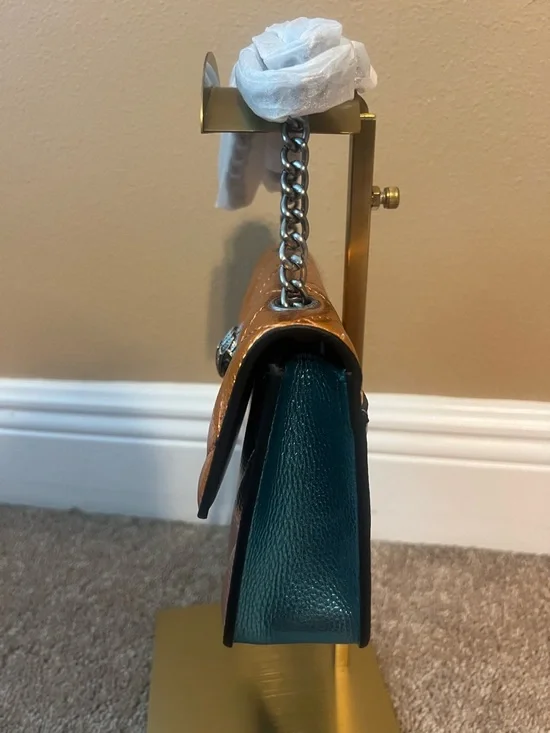 Kurt Geiger Metallic Gold and Rose Quilted Leather Crossbody Bag - Picture 3 of 10